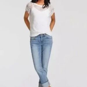 Cabi | Sienna Sheer Lace Short Sleeve Blouse 5342 | XS